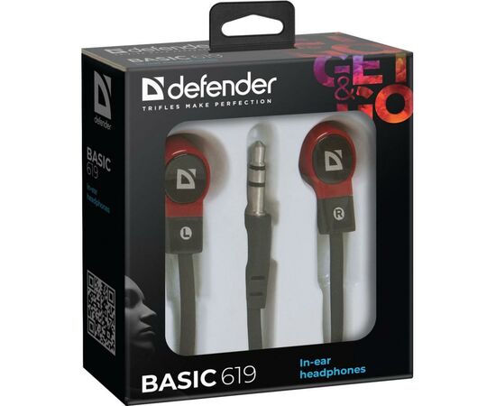 Наушники Defender Basic 619 Black-Red (63619), изображение 2 Наушники Defender Basic 619 Black-Red (63619), изображение 2