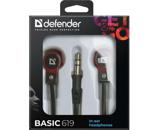 Наушники Defender Basic 619 Black-Red (63619), изображение 3 Наушники Defender Basic 619 Black-Red (63619), изображение 3