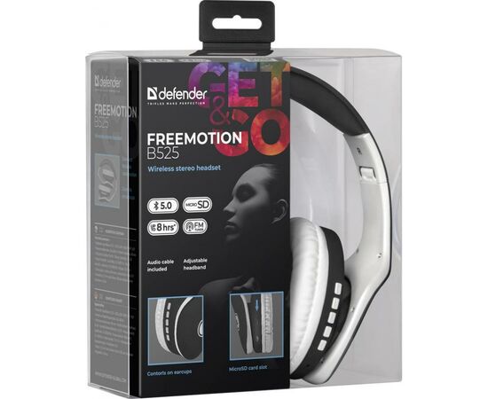 Наушники Defender FreeMotion B525 Bluetooth White-Black (63525), изображение 5