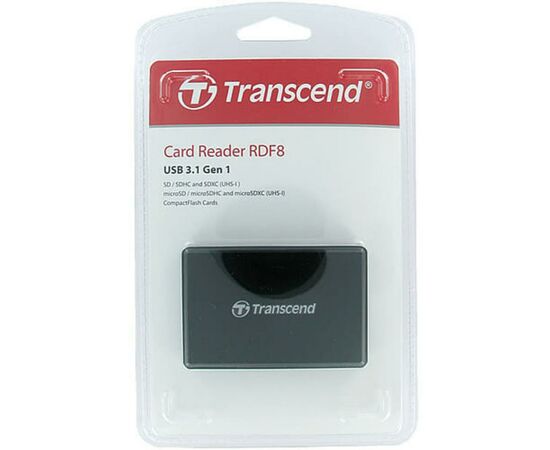 Считыватель флеш-карт Transcend USB 3.1 Black (TS-RDF8K2), изображение 3 Считыватель флеш-карт Transcend USB 3.1 Black (TS-RDF8K2), изображение 3