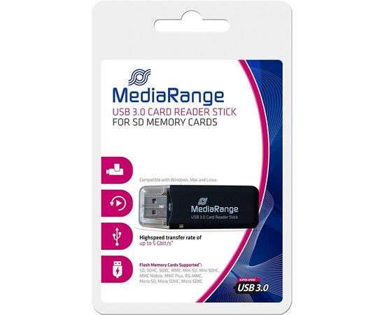 Зчитувач флеш-карт Mediarange USB 3.0 black (MRCS507)