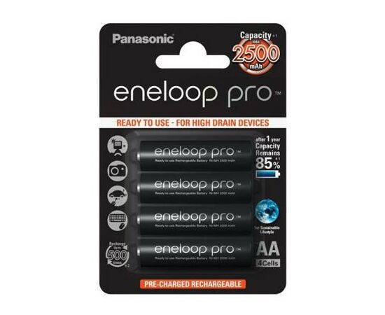 Аккумулятор Panasonic Eneloop Pro AA 2500mAh NI-MH * 4 (BK-3HCDE/4BE)
