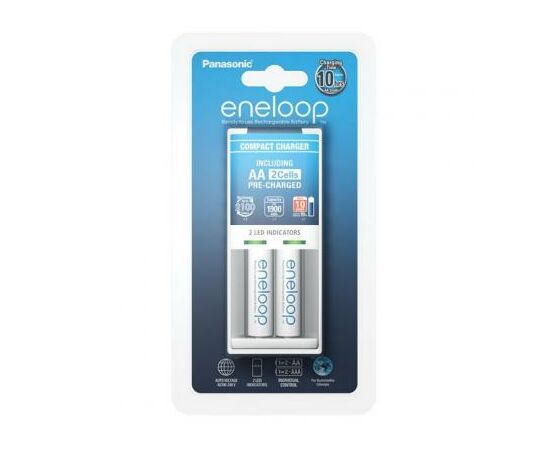 Зарядное устройство для аккумуляторов Panasonic BQ-CC50 Compact Charger+ Eneloop AA 1900 mAh NI-MH * 2 (K-KJ50MCC20E)
