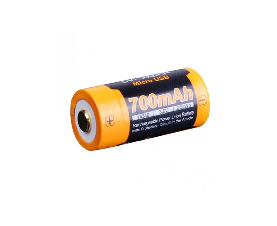 Аккумулятор Fenix 16340  700 UP mAh Li-ion micro usb (ARB-L16-700UP), изображение 2 Аккумулятор Fenix 16340  700 UP mAh Li-ion micro usb (ARB-L16-700UP), изображение 2