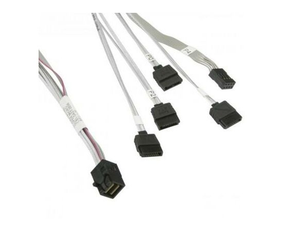 Кабель для передачи данных MiniSAS HD (SFF-8643) to 4xSATA 0.9m w/Sideband Supermicro (CBL-SAST-0556), изображение 2 Кабель для передачи данных MiniSAS HD (SFF-8643) to 4xSATA 0.9m w/Sideband Supermicro (CBL-SAST-0556), изображение 2