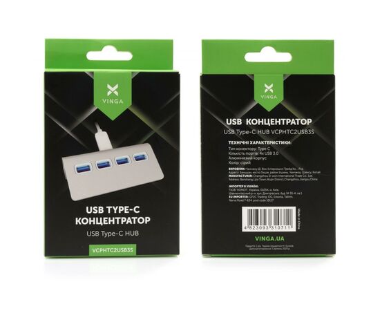 Концентратор Vinga Type-C to 4*USB3.0 aluminium (VCPHTC2USB3S), изображение 5 Концентратор Vinga Type-C to 4*USB3.0 aluminium (VCPHTC2USB3S), изображение 5