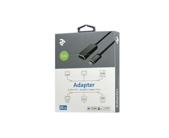 Переходник Type-C to DisplayPort, Alluminum, 0.2м 2E (2E-W1404), изображение 3 Переходник Type-C to DisplayPort, Alluminum, 0.2м 2E (2E-W1404), изображение 3