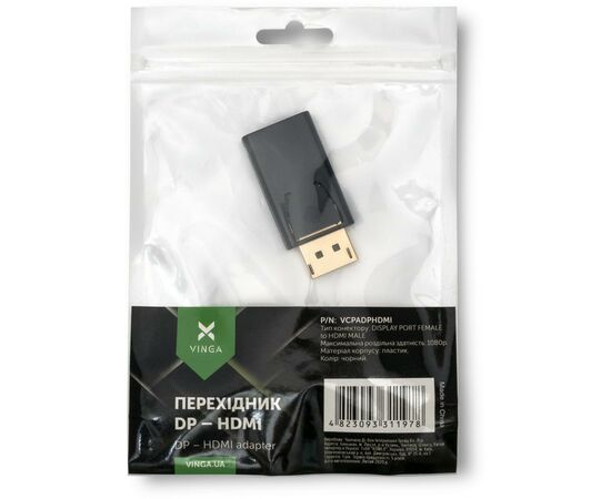 Переходник DP M to HDMI F Vinga (VCPADPHDMI), изображение 4 Переходник DP M to HDMI F Vinga (VCPADPHDMI), изображение 4
