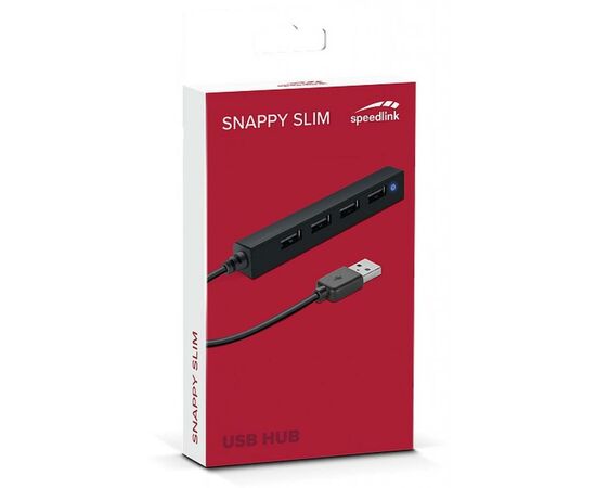 Концентратор Speedlink SNAPPY SLIM USB Hub, 4-Port, USB 2.0, Passive, Black (SL-140000-BK), изображение 2 Концентратор Speedlink SNAPPY SLIM USB Hub, 4-Port, USB 2.0, Passive, Black (SL-140000-BK), изображение 2