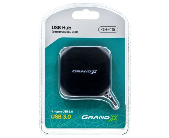 Концентратор Grand-X Travel 4 х USB3.0 (GH-415), изображение 2 Концентратор Grand-X Travel 4 х USB3.0 (GH-415), изображение 2