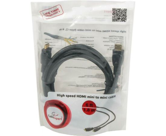 Кабель мультимедийный HDMI C to HDMI C (mini), 1.8m Cablexpert (CC-HDMICC-6), изображение 3 Кабель мультимедийный HDMI C to HDMI C (mini), 1.8m Cablexpert (CC-HDMICC-6), изображение 3