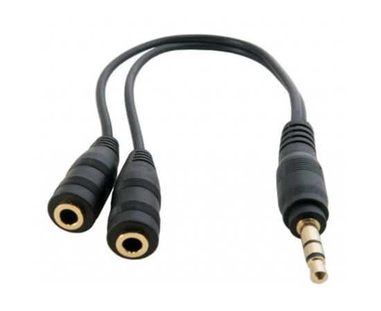 Кабель мультимедійний mini Jack 3.5mm M to 2xmini Jack 3.5mm F 0.2m Extradigital (KBA1680), зображення 2 Кабель мультимедійний mini Jack 3.5mm M to 2xmini Jack 3.5mm F 0.2m Extradigital (KBA1680), зображення 2