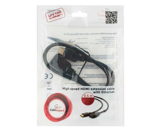 Кабель мультимедийный HDMI male to female 0.5m Cablexpert (CC-HDMI4X-0.5M), изображение 5 Кабель мультимедийный HDMI male to female 0.5m Cablexpert (CC-HDMI4X-0.5M), изображение 5