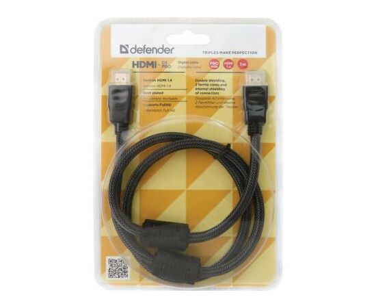 Кабель мультимедийный HDMI to HDMI 1.0m HDMI-03PRO Defender (87340), изображение 3 Кабель мультимедийный HDMI to HDMI 1.0m HDMI-03PRO Defender (87340), изображение 3