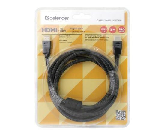 Кабель мультимедийный HDMI to HDMI 3.0m HDMI-10PRO v1.4 Defender (87434), изображение 3 Кабель мультимедийный HDMI to HDMI 3.0m HDMI-10PRO v1.4 Defender (87434), изображение 3