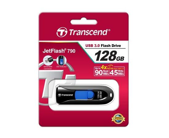USB флеш накопитель Transcend 128GB JetFlash 790 Black USB 3.0 (TS128GJF790K), изображение 5 USB флеш накопитель Transcend 128GB JetFlash 790 Black USB 3.0 (TS128GJF790K), изображение 5