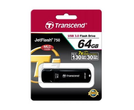 USB флеш накопитель Transcend 64GB JetFlash 750 USB 3.0 (TS64GJF750K), изображение 5 USB флеш накопитель Transcend 64GB JetFlash 750 USB 3.0 (TS64GJF750K), изображение 5
