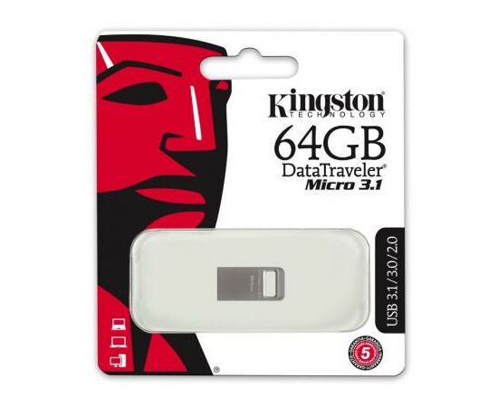 USB флеш накопитель Kingston 64GB DataTraveler Micro USB 3.1 (DTMC3/64GB), изображение 4 USB флеш накопитель Kingston 64GB DataTraveler Micro USB 3.1 (DTMC3/64GB), изображение 4