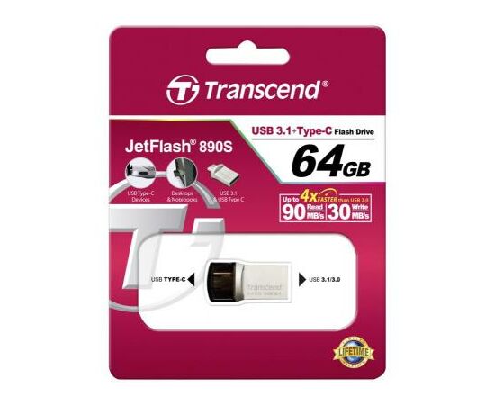 USB флеш накопичувач Transcend 64GB JetFlash 890S USB 3.1 (TS64GJF890S), зображення 5
