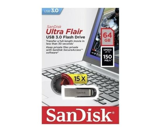 USB флеш накопитель SanDisk 64GB Flair USB 3.0 (SDCZ73-064G-G46), изображение 5 USB флеш накопитель SanDisk 64GB Flair USB 3.0 (SDCZ73-064G-G46), изображение 5