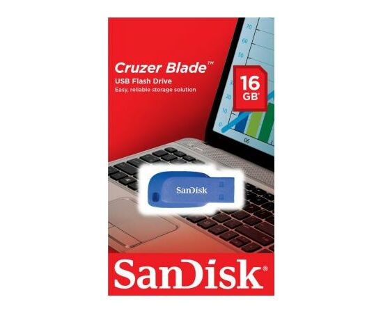 USB флеш накопичувач SanDisk 16GB Cruzer Blade Blue Electric USB 2.0 (SDCZ50C-016G-B35BE), зображення 3 USB флеш накопичувач SanDisk 16GB Cruzer Blade Blue Electric USB 2.0 (SDCZ50C-016G-B35BE), зображення 3