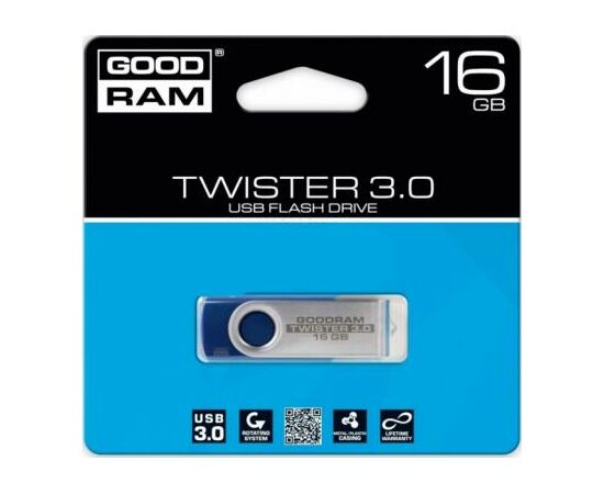USB флеш накопитель Goodram 16GB Twister Blue USB 2.0 (UTS2-0160B0R11), изображение 3 USB флеш накопитель Goodram 16GB Twister Blue USB 2.0 (UTS2-0160B0R11), изображение 3