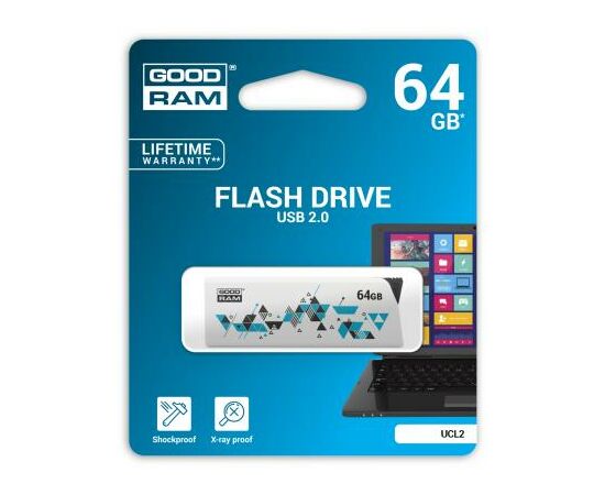 USB флеш накопитель Goodram 64GB Cl!ck White USB 2.0 (UCL2-0640W0R11), изображение 5 USB флеш накопитель Goodram 64GB Cl!ck White USB 2.0 (UCL2-0640W0R11), изображение 5