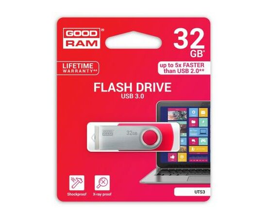 USB флеш накопитель Goodram 32GB UTS3 Twister Red USB 3.0 (UTS3-0320R0R11), изображение 2 USB флеш накопитель Goodram 32GB UTS3 Twister Red USB 3.0 (UTS3-0320R0R11), изображение 2