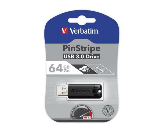 USB флеш накопитель Verbatim 64GB PinStripe Black USB 3.0 (49318), изображение 5 USB флеш накопитель Verbatim 64GB PinStripe Black USB 3.0 (49318), изображение 5