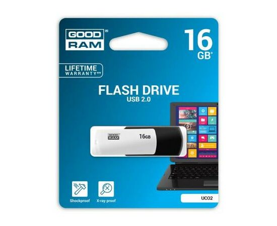 USB флеш накопитель Goodram 16GB UCO2 (Colour Mix) Black/White USB 2.0 (UCO2-0160KWR11), изображение 2 USB флеш накопитель Goodram 16GB UCO2 (Colour Mix) Black/White USB 2.0 (UCO2-0160KWR11), изображение 2