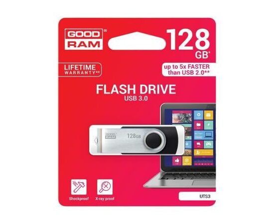 USB флеш накопитель Goodram 128GB UTS3 Twister Black USB 3.0 (UTS3-1280K0R11), изображение 3 USB флеш накопитель Goodram 128GB UTS3 Twister Black USB 3.0 (UTS3-1280K0R11), изображение 3