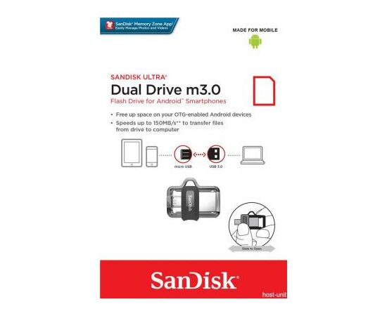 USB флеш накопитель SanDisk 64GB Ultra Dual Black USB 3.0 OTG (SDDD3-064G-G46), изображение 7 USB флеш накопитель SanDisk 64GB Ultra Dual Black USB 3.0 OTG (SDDD3-064G-G46), изображение 7