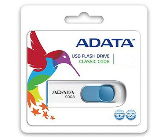 USB флеш накопитель ADATA 32GB C008 White USB 2.0 (AC008-32G-RWE), изображение 5 USB флеш накопитель ADATA 32GB C008 White USB 2.0 (AC008-32G-RWE), изображение 5
