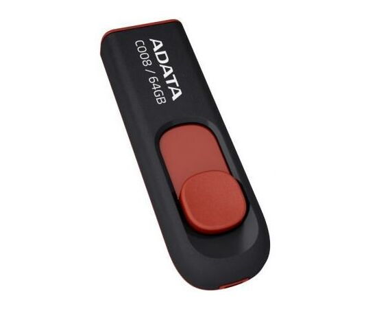 USB флеш накопитель ADATA 64GB C008 Black+Red USB 2.0 (AC008-64G-RKD), изображение 2 USB флеш накопитель ADATA 64GB C008 Black+Red USB 2.0 (AC008-64G-RKD), изображение 2