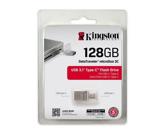 USB флеш накопитель Kingston 128GB DataTraveler microDuo 3C USB 3.0/Type C (DTDUO3C/128GB), изображение 6 USB флеш накопитель Kingston 128GB DataTraveler microDuo 3C USB 3.0/Type C (DTDUO3C/128GB), изображение 6