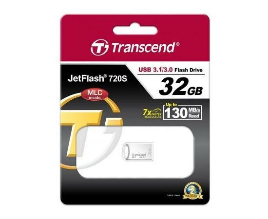 USB флеш накопичувач Transcend 32GB JetFlash 720 Silver Plating USB 3.1 (TS32GJF720S), зображення 4