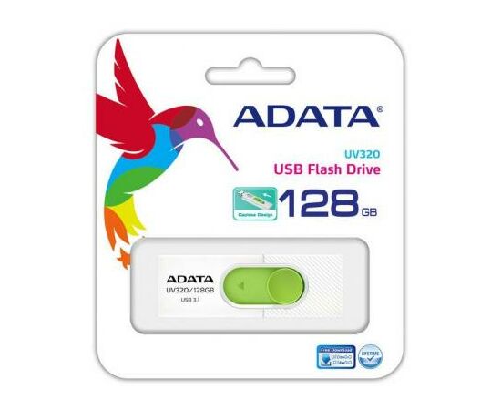 USB флеш накопитель ADATA 128GB UV320 White/Green USB 3.1 (AUV320-128G-RWHGN), изображение 4 USB флеш накопитель ADATA 128GB UV320 White/Green USB 3.1 (AUV320-128G-RWHGN), изображение 4