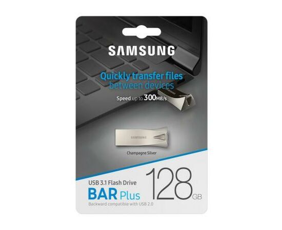 USB флеш накопитель Samsung 128GB Bar Plus Silver USB 3.1 (MUF-128BE3/APC), изображение 7 USB флеш накопитель Samsung 128GB Bar Plus Silver USB 3.1 (MUF-128BE3/APC), изображение 7