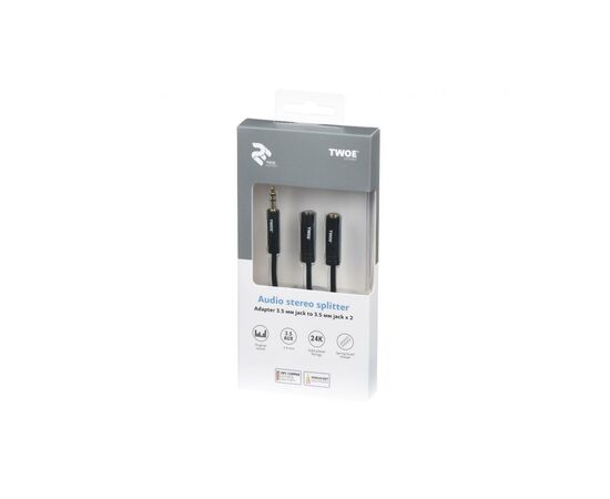 Кабель мультимедийный 3.5 мм jack(M) x 2(F), black, 0.15m 2E (2E-W9697), изображение 3 Кабель мультимедийный 3.5 мм jack(M) x 2(F), black, 0.15m 2E (2E-W9697), изображение 3