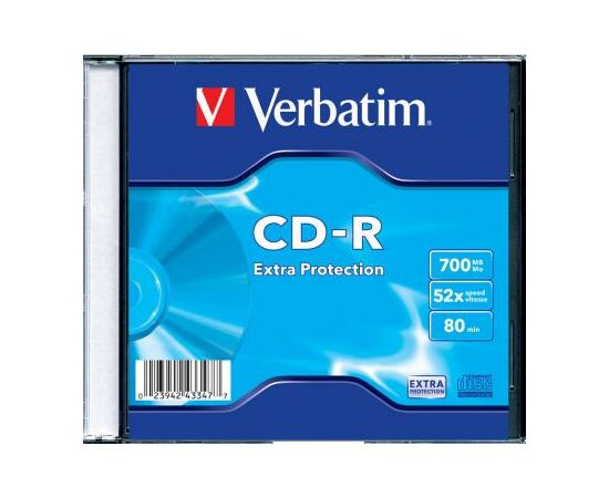 Диск CD Verbatim CD-R 700Mb 52x 1шт Slim Case (43347-1disk)