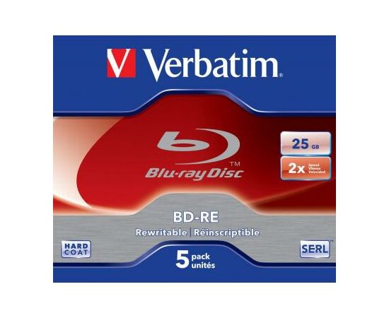 Диск BD Verbatim BD-RE 25Gb 2x Jewel 5шт Hard Coat (43615), изображение 2 Диск BD Verbatim BD-RE 25Gb 2x Jewel 5шт Hard Coat (43615), изображение 2