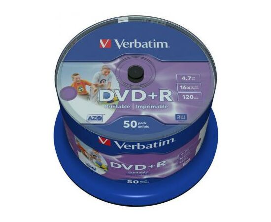 Диск DVD Verbatim 4.7Gb 16X CakeBox 50штWidePrintable (43512)