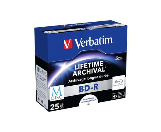 Диск BD Verbatim 25Gb 4x Jewel Case 5шт M-Disc Archival Media (43823), изображение 2 Диск BD Verbatim 25Gb 4x Jewel Case 5шт M-Disc Archival Media (43823), изображение 2