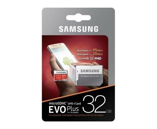 Карта памяти Samsung 32GB microSD class 10 UHS-I Evo Plus (MB-MC32GA/RU), изображение 7 Карта памяти Samsung 32GB microSD class 10 UHS-I Evo Plus (MB-MC32GA/RU), изображение 7