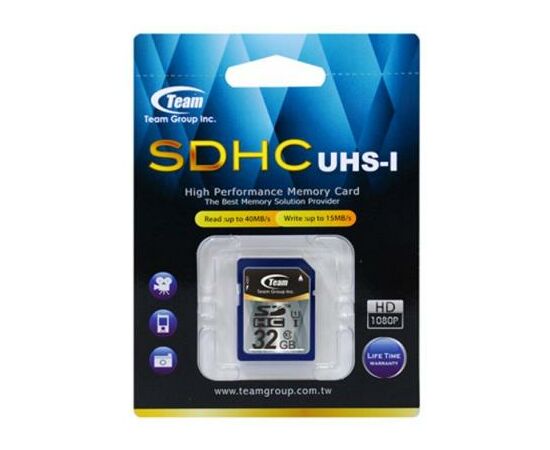 Карта памяти Team 32GB SDHC Class 10 UHS-1 (TSDHC32GUHS01), изображение 2 Карта памяти Team 32GB SDHC Class 10 UHS-1 (TSDHC32GUHS01), изображение 2