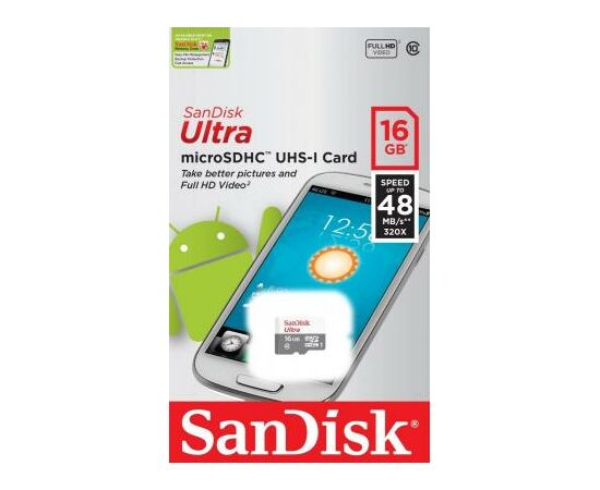 Карта пам'яті SanDisk 16GB Miсro-SDHC Class 10 UHS-I Ultra (SDSQUNS-016G-GN3MN), зображення 3