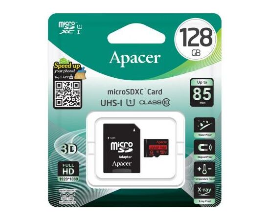 Карта памяти Apacer 128GB microSDXC Class10 UHS-I (AP128GMCSX10U5-R), изображение 3 Карта памяти Apacer 128GB microSDXC Class10 UHS-I (AP128GMCSX10U5-R), изображение 3