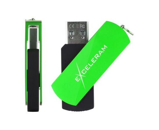 USB флеш накопитель eXceleram 32GB P2 Series Green/Black USB 3.1 Gen 1 (EXP2U3GRB32), изображение 4 USB флеш накопитель eXceleram 32GB P2 Series Green/Black USB 3.1 Gen 1 (EXP2U3GRB32), изображение 4