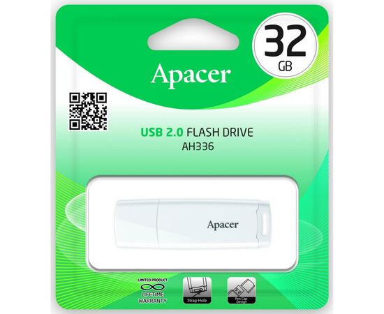 USB флеш накопитель Apacer 32GB AH336 White USB 2.0 (AP32GAH336W-1), изображение 4 USB флеш накопитель Apacer 32GB AH336 White USB 2.0 (AP32GAH336W-1), изображение 4
