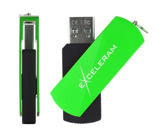 USB флеш накопитель eXceleram 128GB P2 Series Green/Black USB 3.1 Gen 1 (EXP2U3GRB128), изображение 4 USB флеш накопитель eXceleram 128GB P2 Series Green/Black USB 3.1 Gen 1 (EXP2U3GRB128), изображение 4